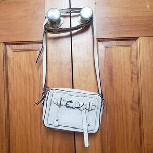 Etienne Aigner Off White Genuine Leather Crossbody Adjustable Strap Pockets